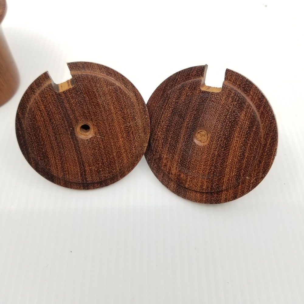 Primitive Farmhouse Condiment Spice Salt Pepper Wooden Set With Spoon‎ - Picture 10 of 10